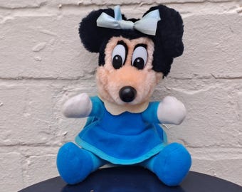 1980s Vintage Walt Disney Minnie Mouse from Mickey's Christmas Carol Stuffed Plush Doll Toy.