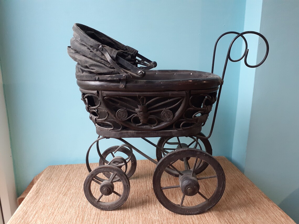 Antique Dolls Pram Vintage Unusual Rickety Pram Container Etsy