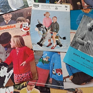 Bundle of 30 Vintage Original Kids Knitting Patterns Jumper Cardigan Mix 60s 70s 80s.