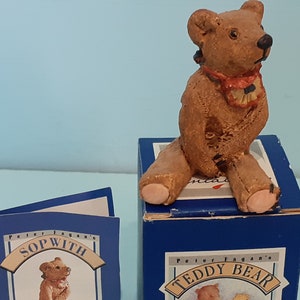 Sopwith Miniature Colour Box Teddy Bear Peter Fagan Figure, Figurine, Ornament with leaflet and box.