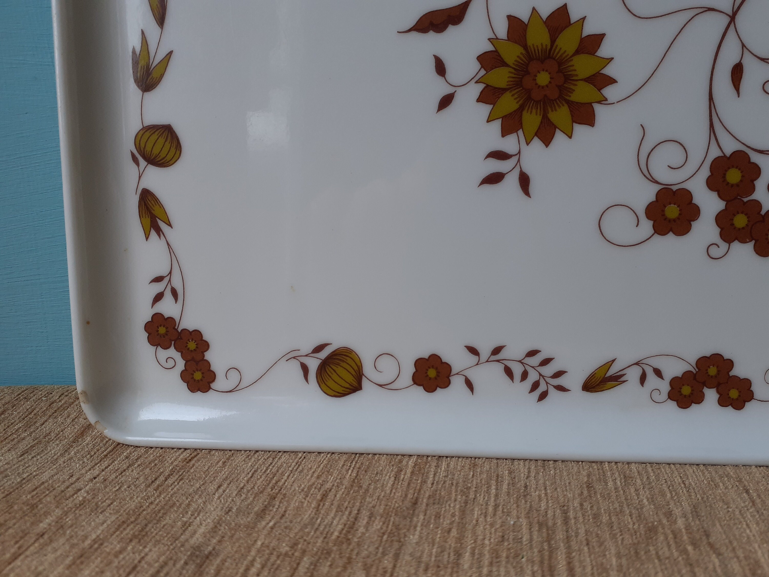 Mebel Italy Melamine Serving Tray in White with Olive coloured Etsy