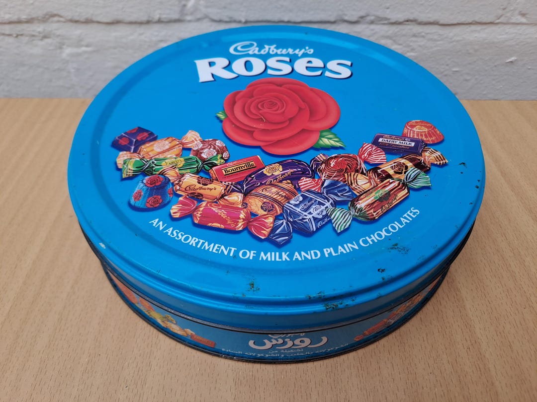 Empty 1990s Vintage Cadbury's Roses Chocolate Sweet Metal Tin Box 500g ...