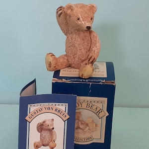 Gustav Von Bruin Miniature Colour Box Teddy Bear Peter Fagan Figure, Figurine, Ornament with leaflet and box.