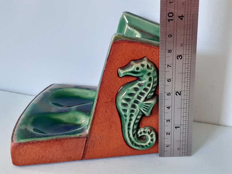 Art Deco Pipe Stand Ceramic and Leather Green Seahorse Etsy