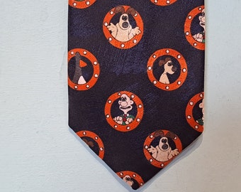 Wallace and Gromit and Feathers McGraw Neck Tie - Blue / Orange Cartoon Vintage by Marks and Spencer