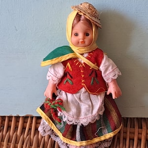 Vintage 1970er Jahre Kanarische Insel Kanarische Traditionelle Kleid Sammler Souvenir Puppe Figur