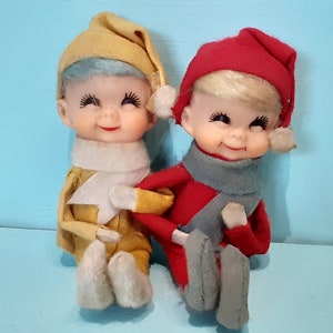 Pair of  Kamar Rubber Face Hugging Elves Doll Model Collectors Toy Japan Foreign Label