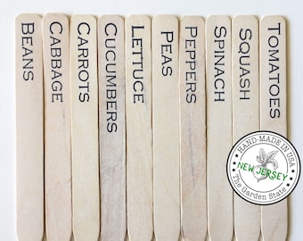 10 Eco-Friendly Fruit & Vegetable Garden Markers, Plant Labels in Rustic White - Gift for Gardener - Holiday Stocking Stuffers