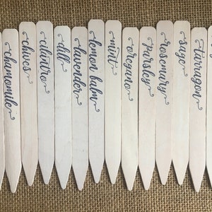 Rustic White Wooden Herb Garden Markers: Plant Labels, Set of 14