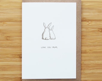 Bunny Mum/Mom Card - Cute - Mother's Day - Recycled Card