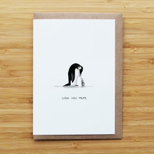 Tarjeta de mamá/mamá pingüino