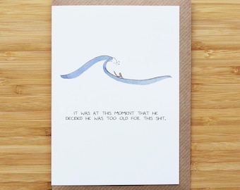 Surfer Birthday Card - Dad - Father - Old - Recycled Card