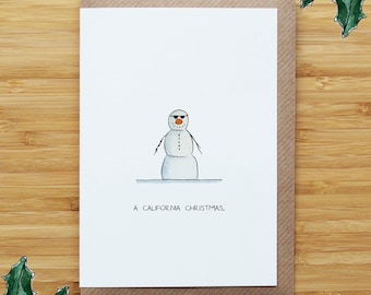 California Snowman Christmas Card