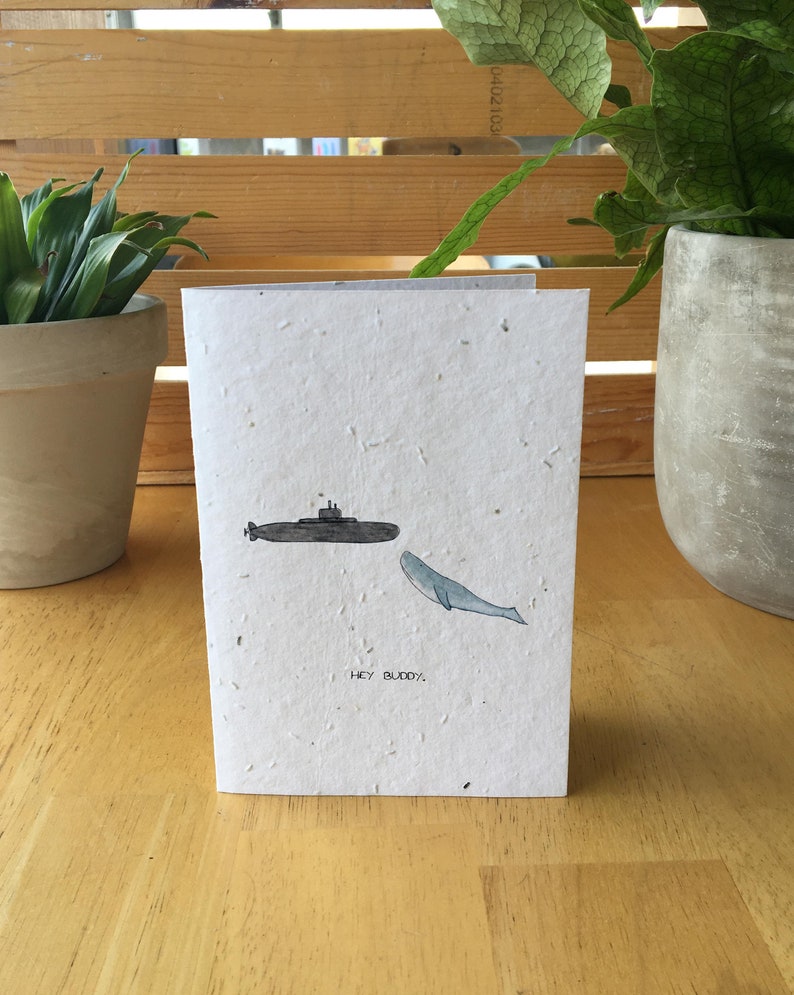 Whale and Submarine Card Wildflower Seed Card