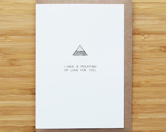 Mountain of Love Card - Anniversary - Valentines - Recycled