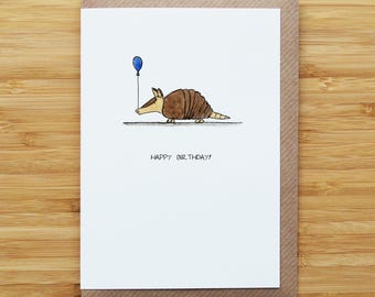 Armadillo Birthday Card - Cute - Recycled Card