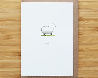 Sheep Card - Simple - Cute - Baa - Recycled Card