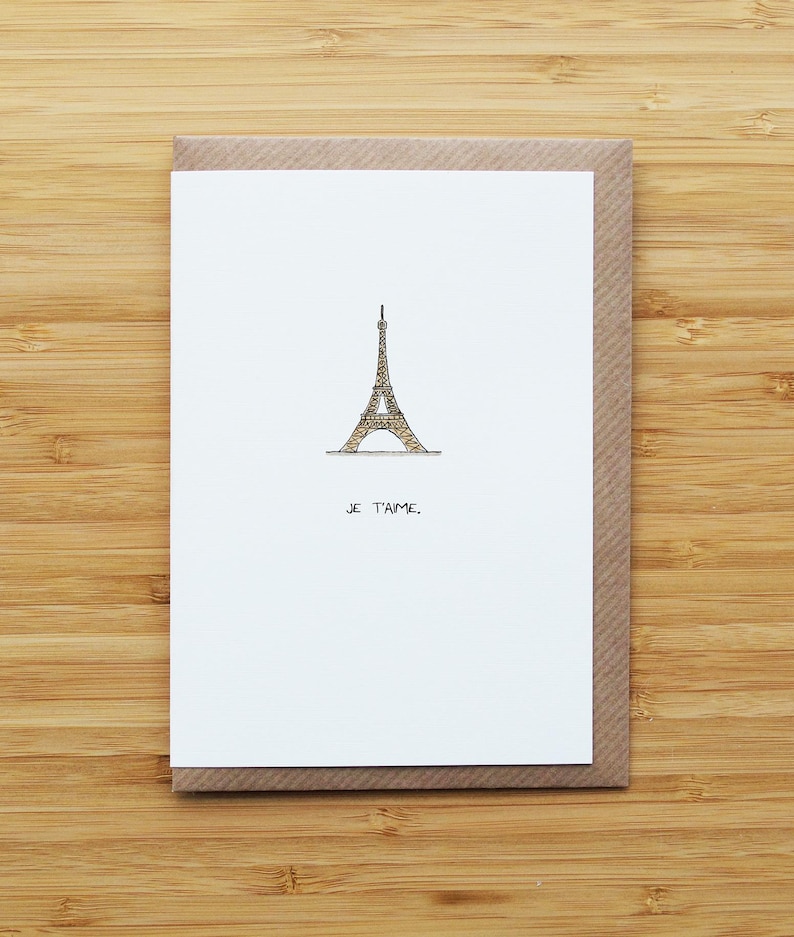 Liefdeskaart Eiffeltoren - Love & Valentines - Gerecycled karton Card (Caption)