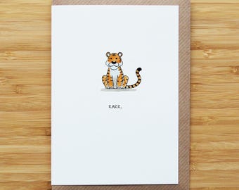 Tiger Card - Cute - Rarr - Recycled Card