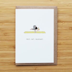 Yoga Faceplant Card - Funny - Yoga Teacher - Recycled Card