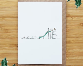 Snowmen and Slide Christmas Card