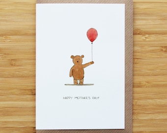 Mother's Day Teddy Bear and Balloon Card