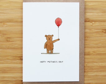 Mother's Day Teddy Bear and Balloon Card