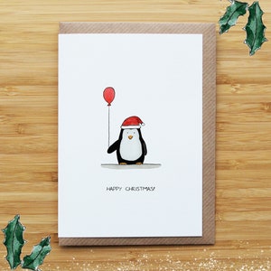 Ballonkerstkaart pinguïn