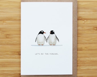 Tarjeta de amor de pingüino