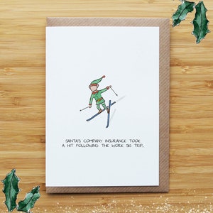 Elf Ski Weihnachtskarte