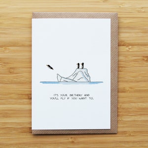 Tarjeta de salto de cumpleaños de pingüino