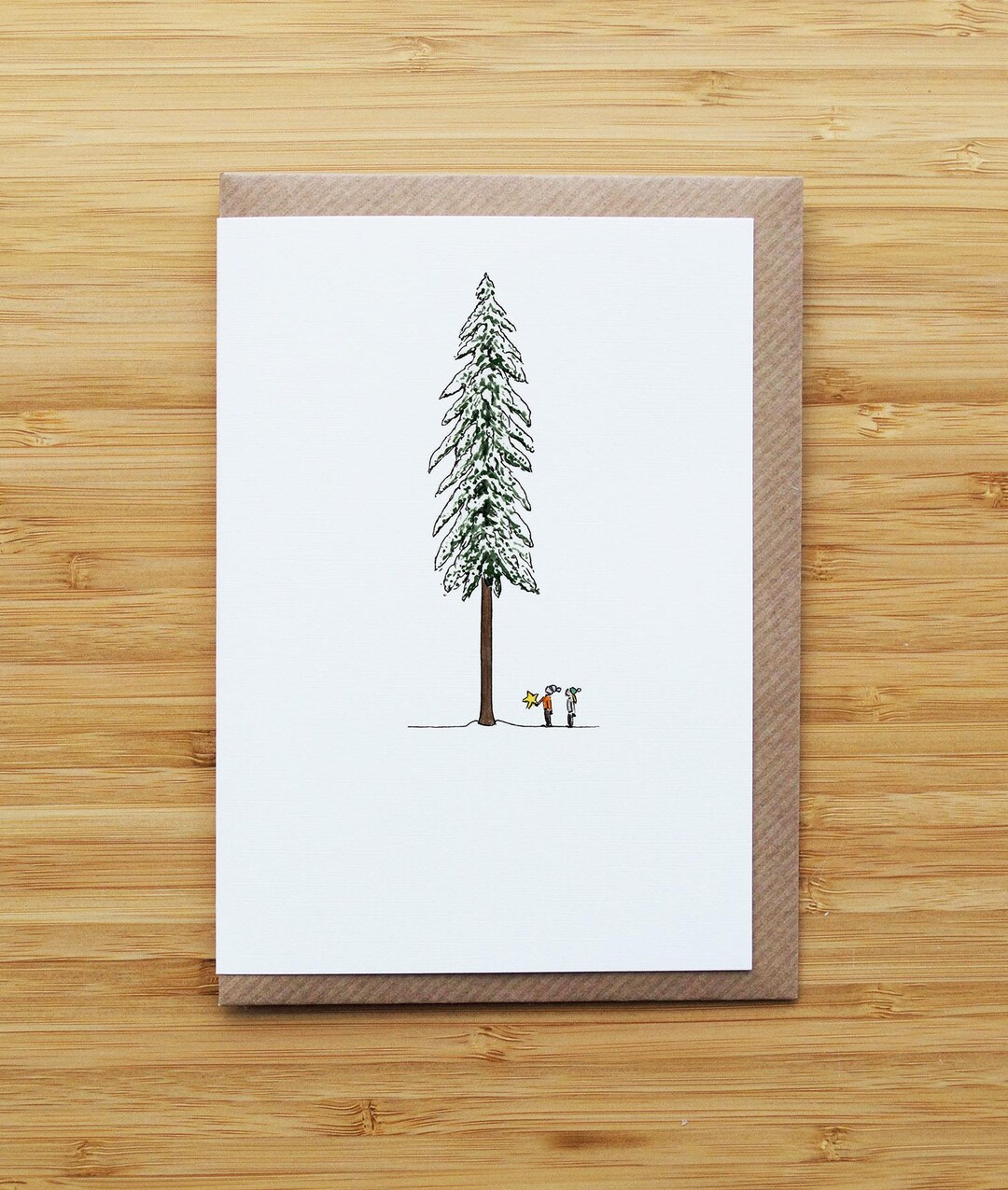 Big Tree Star Christmas Card - Cute - Recycled Card - Etsy