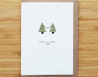 Two Christmas Trees Card - Couple - Love - Recycled Card