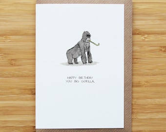 Gorilla Birthday Card - Funny Party Blower - Recycled Card
