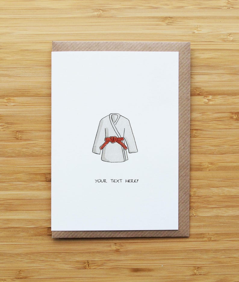 Karate, Taekwondo, Judo or MMA Belt card (Multiple Colours Available!) and Custom Text image 1