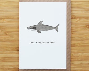 Birthday Shark Card - Cute - Recycled Card