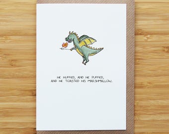 Tarjeta de dragón - Bonita - Cumpleaños - Tarjeta reciclada