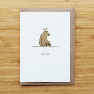 Tarjeta navideña con oso reno