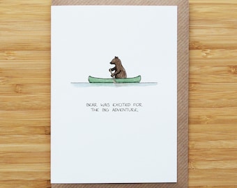 Bear Canoe Card - Cute - Leaving - Recycled Card