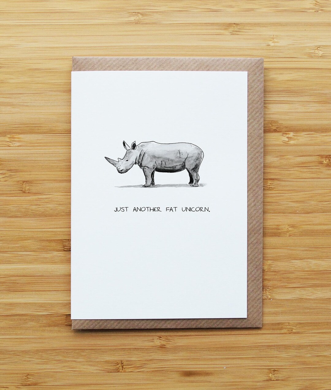 Fat Rinoh Fat Unicorn Card - Rhino - Funny - Recycled Card - Etsy