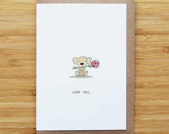 Dog and Flowers Card