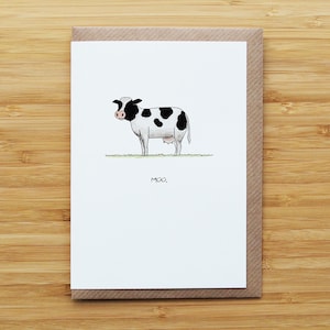 Cow Card - Cute - Simple - Recycled Card