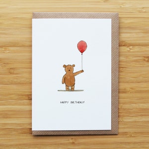 Tarjeta de osito de peluche y globo