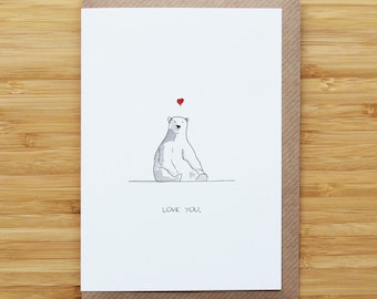Carte assise Amour ours polaire