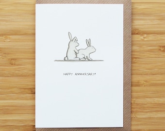 Anniversary Special Bunnies Card - Funny - Recycled Card