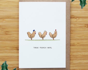 French Hens Christmas Card