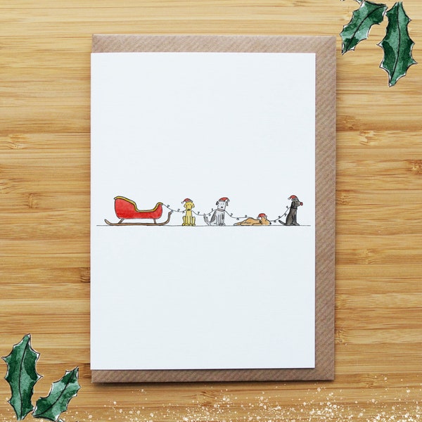 Dog Sleigh Christmas Card