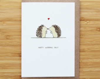 Wedding Hedgehogs Card - Cute - Recycled Card