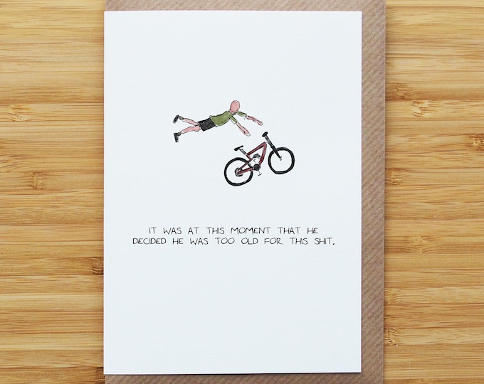 Mountain Biker Card - Funny - Father - Dad - Recycled Card