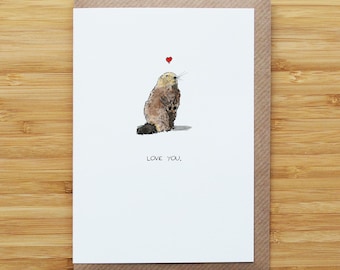 Love Marmot Card - Cute - Valentines - Heart - Recycled